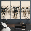 Texas Longhorn Wall Art – Framed Cattle Walking Canvas by MyGreatCanvas | Canvas Wall Art Prints | Photo Prints & Wall Decor