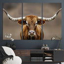 Texas Longhorn Wall Art Canvas Print – Brown Bull Rustic