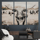 Texas Longhorn Wall Art Canvas Print – Framed Speckled Bull