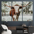 Texas Longhorn Wall Art Canvas Print – Framed Spotted Bull