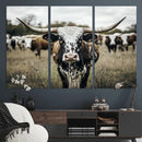 Texas Longhorn Wall Art – Framed Speckled Cow Canvas by MyGreatCanvas | Canvas Wall Art Prints | Photo Prints & Wall Decor