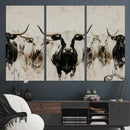 Longhorn Cattle Wall Art Canvas Print – Framed Bison Herd