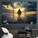 Jesus Walks Wall Art Canvas Print Framed Divine Sunset Art