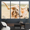 Texas Longhorn Wall Art Canvas Print – Framed Speckled Cow