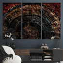Dark Wood Ring Wall Art Canvas Print – Framed Abstract Tree