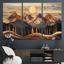 Wood Mountain Wall Art Canvas Print – Framed Boho Abstract