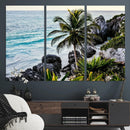 Tropical Coastline Wall Art Canvas Print – Framed Palm Tree