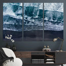 Black Beach Wall Art Canvas Print – Framed Aerial Ocean View
