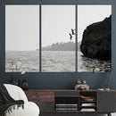 Jumping Wall Art Canvas Print – Framed Coastal Ocean Scene