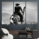 Western Wall Art Canvas Print – Framed Cowboy and Horse