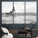 Black and White Surfing Wall Art Canvas Print – Framed Ocean by MyGreatCanvas | Canvas Wall Art Prints | Photo Prints & Wall Decor