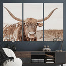 Longhorn Cow Wall Art Canvas Print – Framed Texas Ranch