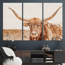 Longhorn Bull Wall Art Canvas Print – Framed Western Cow