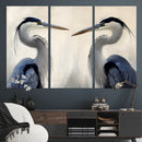 Blue Heron Pair Wall Art Canvas Print – Framed Coastal Bird