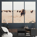 Bison Herd Wall Art Canvas Print – Framed Western Prairie
