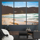 Tranquil Beach Scene Wall Art Canvas Print – Framed Blue