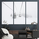 Ski Lift Wall Art Canvas Print – Snowy Alpine Landscape