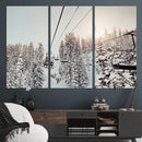 Frosty Pines Wall Art Canvas Print – Framed Cozy Cabin Ski