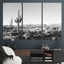 Saguaro Cactus Wall Art Canvas Print – Framed Monochrome