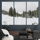 Frosty Pines Wall Art Canvas Print – Framed Silent Snowfall