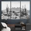Black White Arizona Desert Canvas Wall Art Cactus Farmhouse
