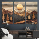 Wooden Mountain Layers Art – Rustic Pine Tree Landscape by MyGreatCanvas | Canvas Wall Art Prints | Photo Prints & Wall Decor