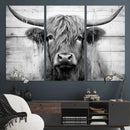 Black White Highland Cow Wall Art Canvas Print by MyGreatCanvas | Canvas Wall Art Prints | Photo Prints & Wall Decor