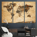 Push Pin World Map Canvas Print – Travel Tracker Wall Art
