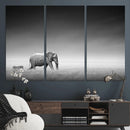 Elephand and Zebra Wall Art Canvas Print, Modern Artwork
