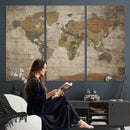 World Map Canvas Print – Framed Travel Map Wall Art for