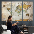 Personalized World Map Canvas Print – Colorful Watercolor