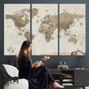 Detailed World Map Wall Art Canvas Print