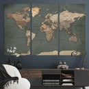 Rustic Black and Wood World Map Canvas Wall Art – Framed by MyGreatCanvas | Canvas Wall Art Prints | Photo Prints & Wall Decor