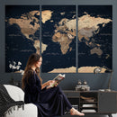 World Map Canvas Print – Detailed Map of the World Wall Art