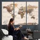 World Map Canvas Print – Framed Detailed Map of the World