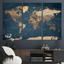 Navy Blue World Map Canvas Print – Framed Travel Map Wall by MyGreatCanvas | Canvas Wall Art Prints | Photo Prints & Wall Decor