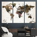 Watercolor World Map Print - Large Wall Art Canvas Print for