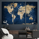 World Map Canvas Print – Framed Travel Map Wall Art for
