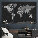 Black World Map Wall Art Canvas Print – Detailed Map of the by MyGreatCanvas | Canvas Wall Art Prints | Photo Prints & Wall Decor