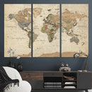Framed World Map Wall Art for Home and Office Decor