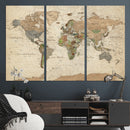 Framed World Map Wall Art for Home and Office Decor