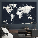 Black World Map Wall Art Canvas Print for Home Office and by MyGreatCanvas | Canvas Wall Art Prints | Photo Prints & Wall Decor