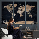 Grunge Wall Art World Map Canvas Print