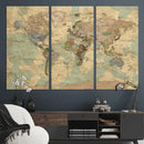 Vintage World Map Wall Art | Ready to Hang and Framed