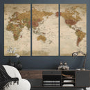 Vintage Detailed World Map Wall Art Canvas Print – Antique