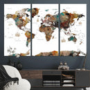 Watercolor World Map Canvas Print – Detailed Map of the