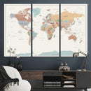 Pastel Colors World Map Wall Art Canvas Print by MyGreatCanvas | Canvas Wall Art Prints | Photo Prints & Wall Decor