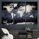 Vintage World Map Canvas Wall Art – Antique Triptych Map