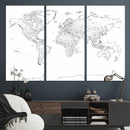 World Map Canvas Print – Framed Modern Detailed Map of the by MyGreatCanvas | Canvas Wall Art Prints | Photo Prints & Wall Decor