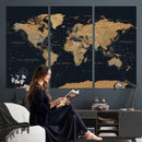 Framed Large World Map Wall Art Canvas Print – Stunning